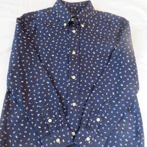 Polo Ralph Lauren Boys Button Down | Seersucker | Flags | Navy | Size 7